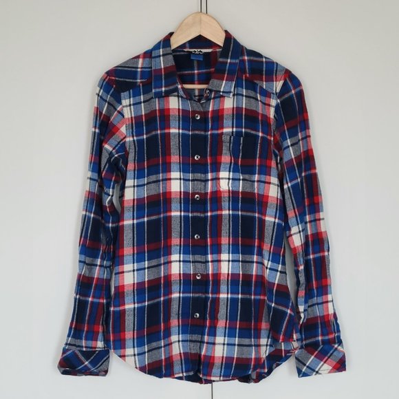 Kavu Plaid Flannel Long Sleeve Shirt - Medium - Blue/red/white - Picture 3 of 10